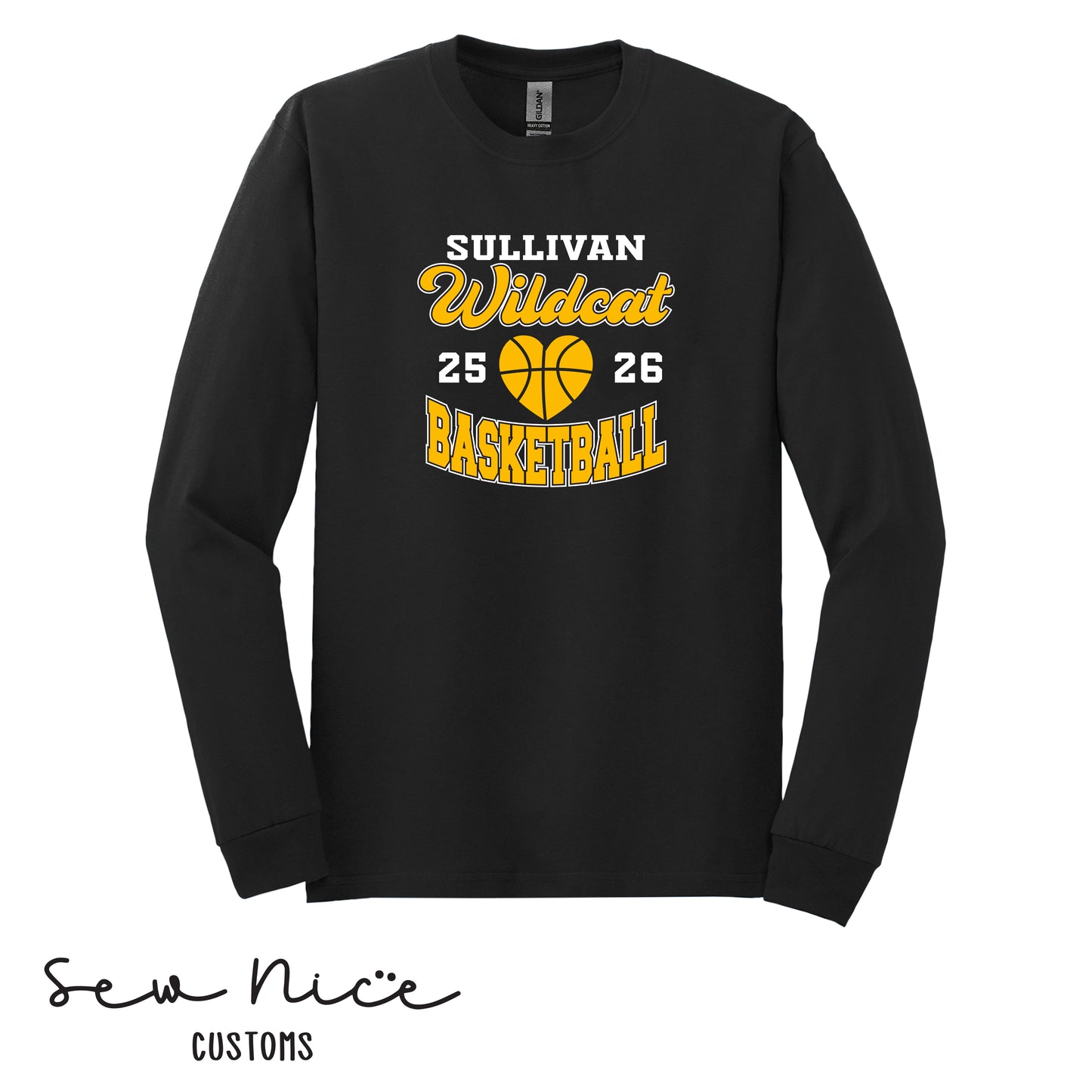 YOUTH Wildcat Heart Basketball Long Sleeve Shirt