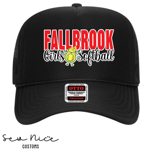 Fallbrook Girls Softball Avo Text - Foam Trucker Hats