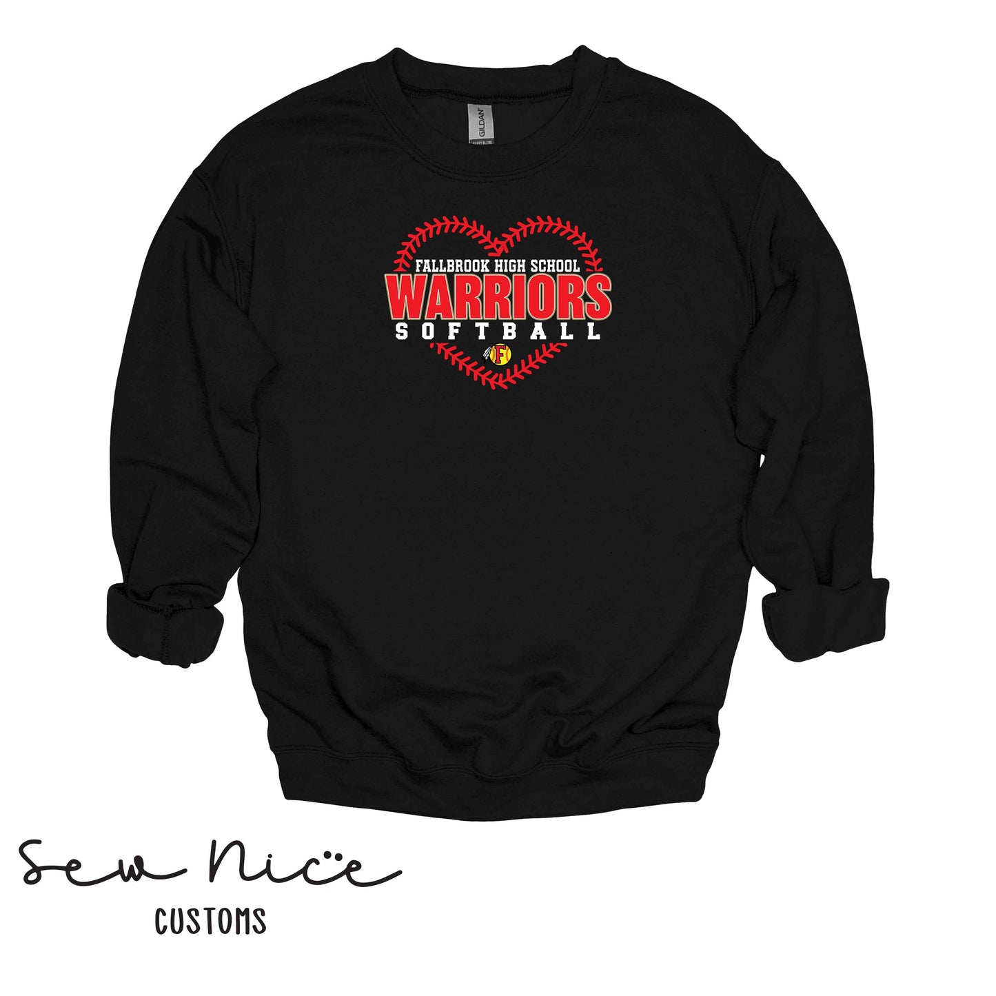FHS Warriors Seam Heart- Unisex Adult/Youth Crewneck Sweatshirt