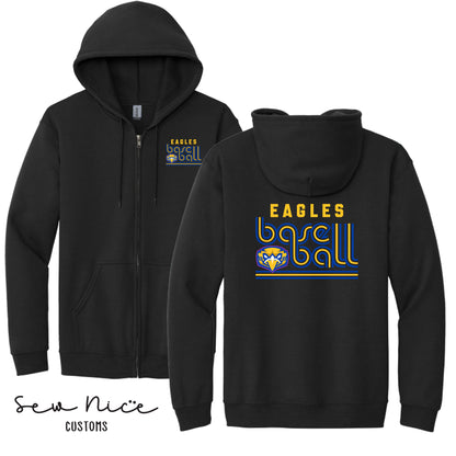 Retro Eagles Baseball - Unisex Adult/Youth Full Zip Hoodie