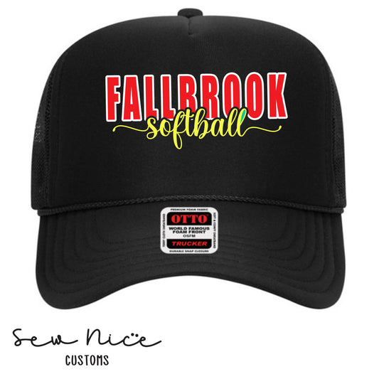 Fallbrook Softball Side Design- Foam Trucker Hats