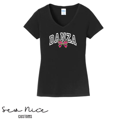Danza Bow- Unisex Adult/Youth Ladies V-Neck Shirt