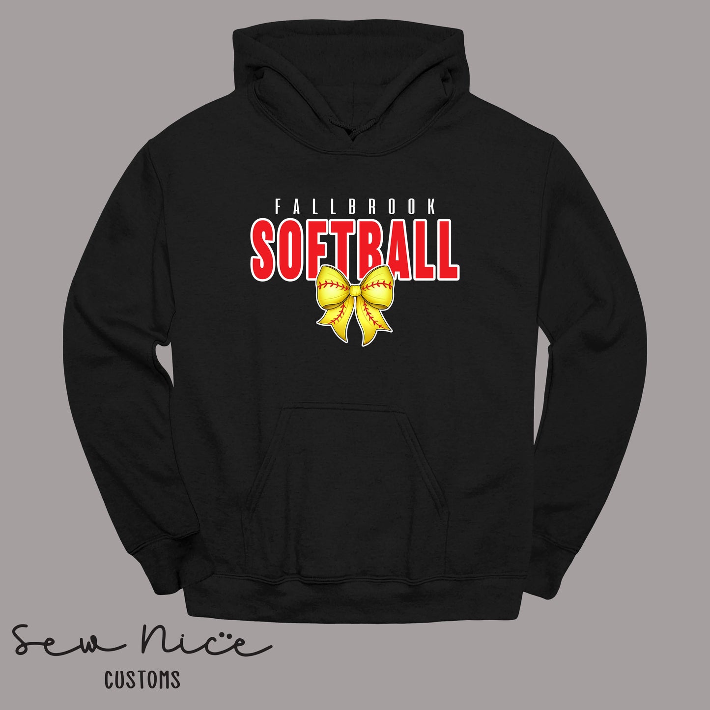 Fallbrook Softball Bow Design - Unisex Hoodie