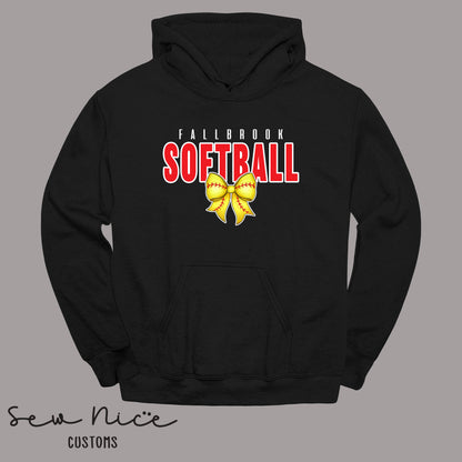 Fallbrook Softball Bow Design - Unisex Hoodie