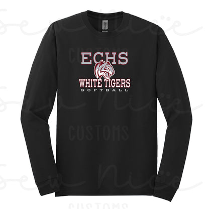 ECHS White Tiger Softball- Unisex Adult/Youth Long Sleeve Shirt
