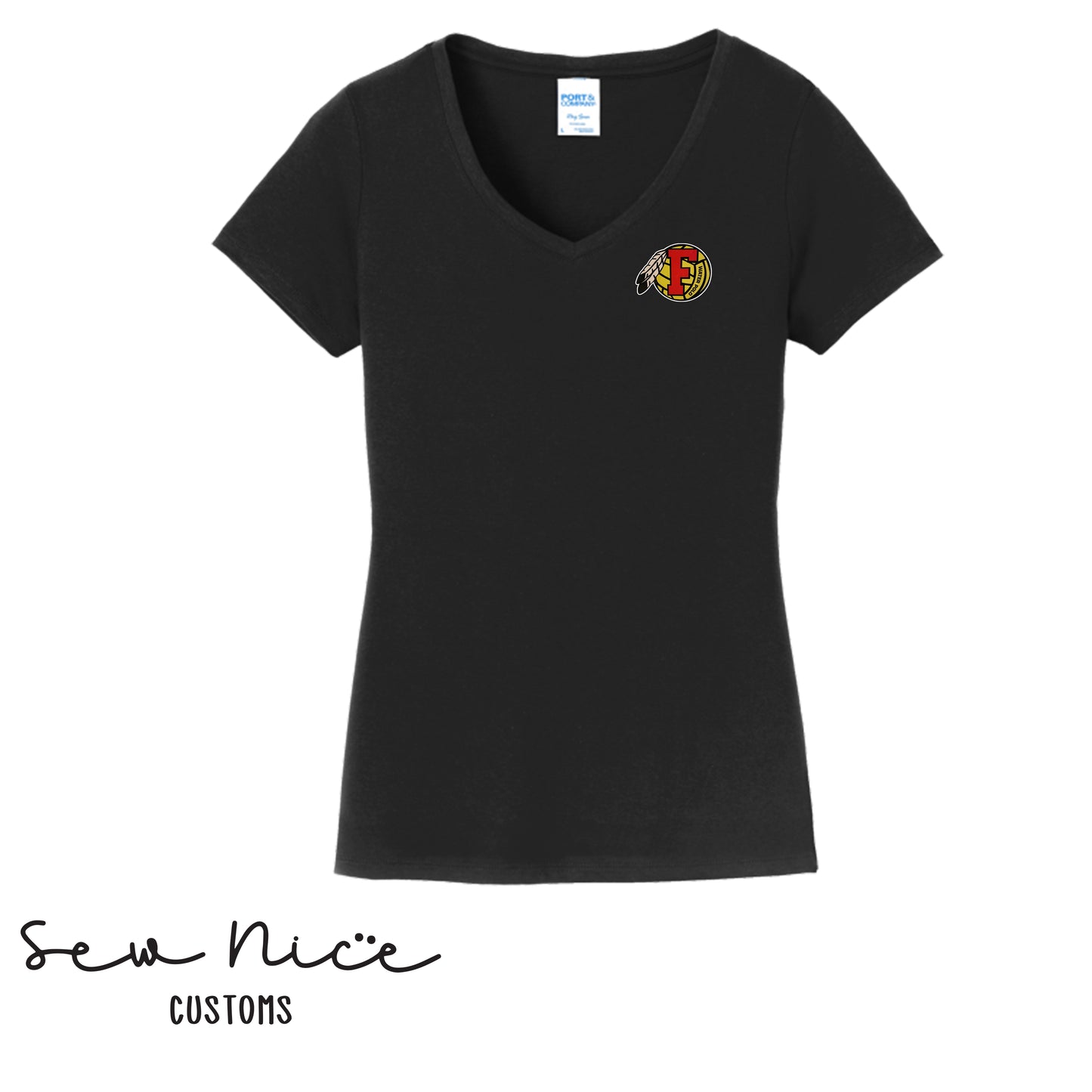 FHS Water Polo Logo- Ladies V-Neck Shirt