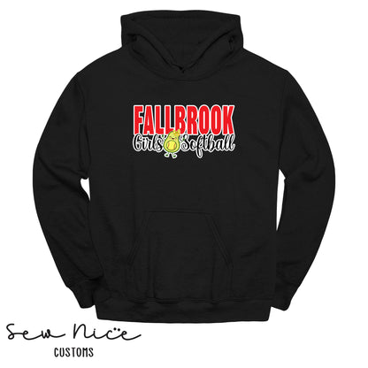 Fallbrook Girls Softball Avo Text Design- Unisex Hoodie