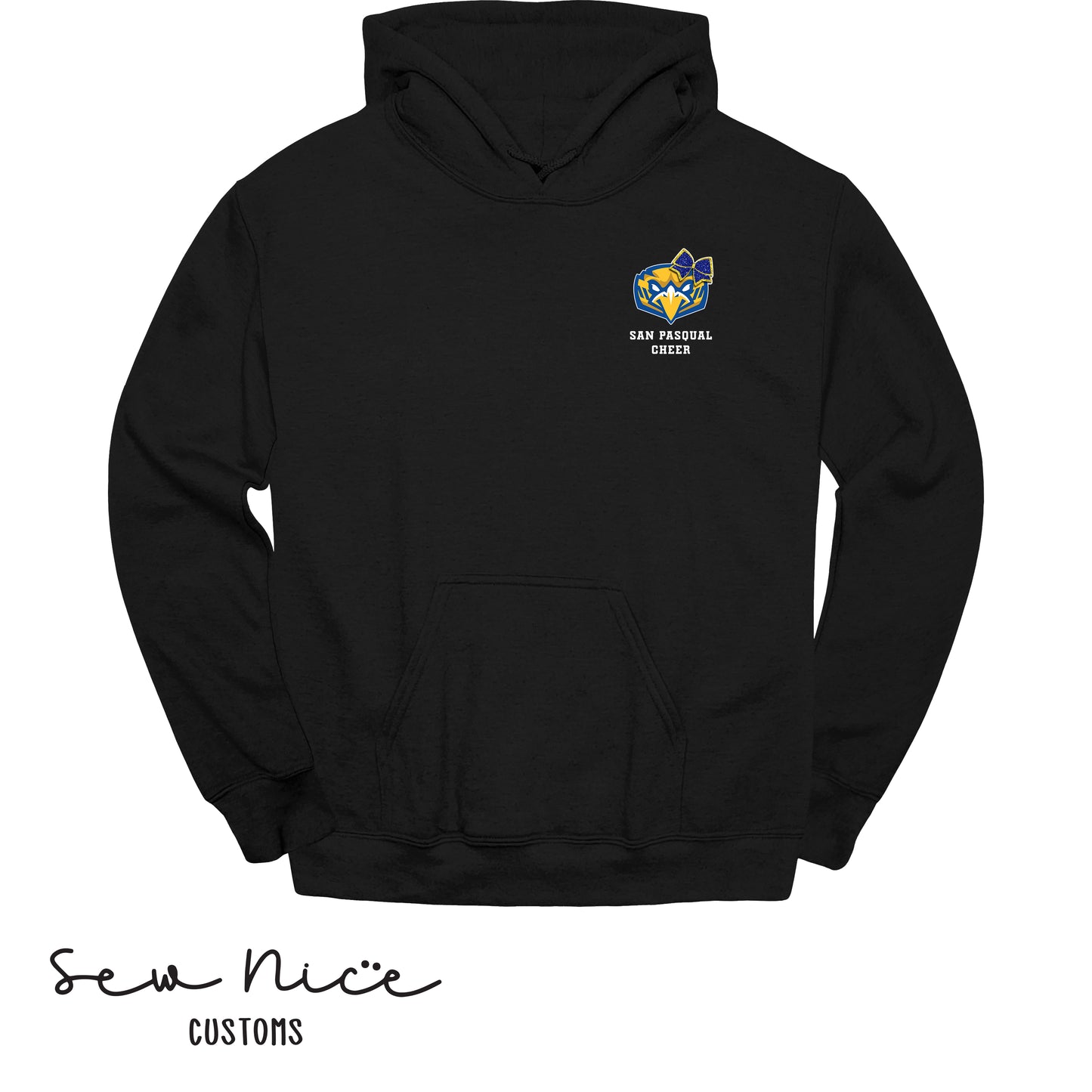 San Pasqual CHEER Glitter Bow- Unisex Adult/Youth Hoodie