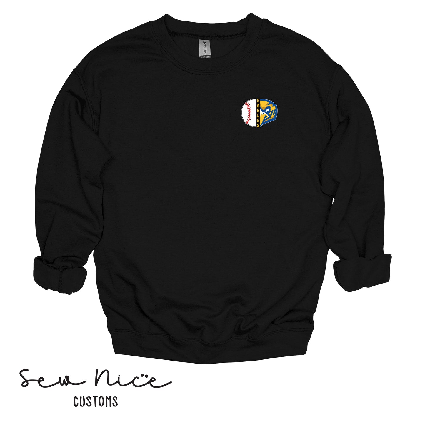 Split Baseball & Eagle Face- Unisex Adult/Youth Crewneck Sweatshirt