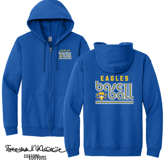 Retro Eagles Baseball - Unisex Adult/Youth Full Zip Hoodie