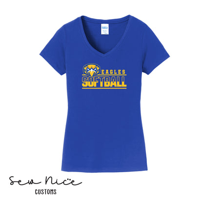 Forward Eagle Softball-Ladies V-Neck Shirt