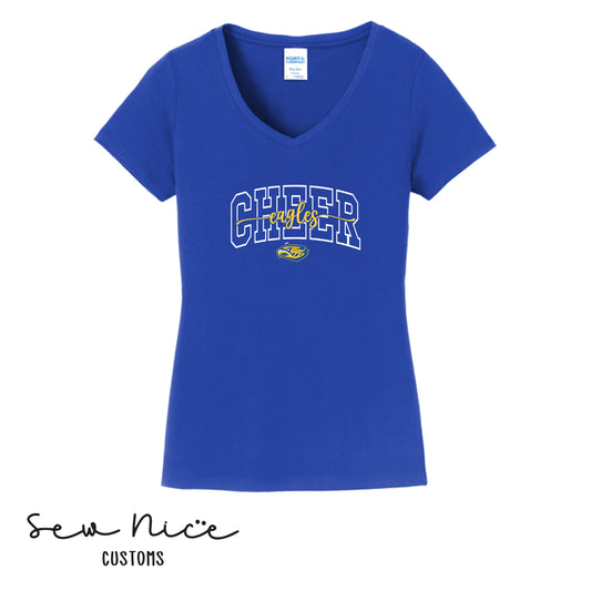 CHEER Eagles Script- Ladies V-Neck Shirt