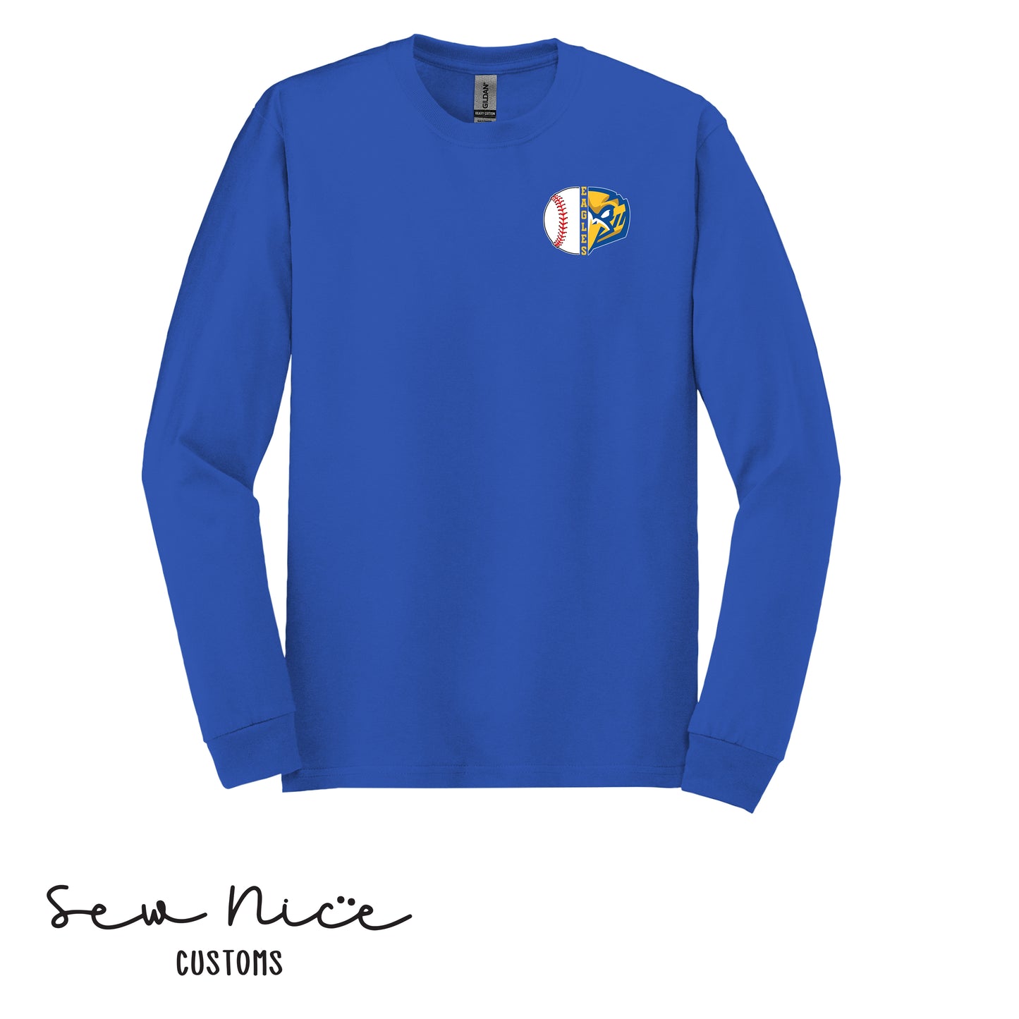 Split Baseball & Eagle Face- Unisex Adult/Youth Long Sleeve Shirt