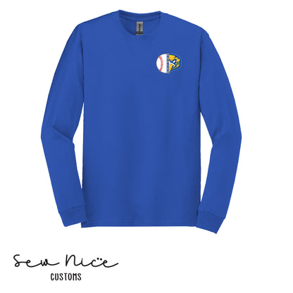 Split Baseball & Eagle Face- Unisex Adult/Youth Long Sleeve Shirt