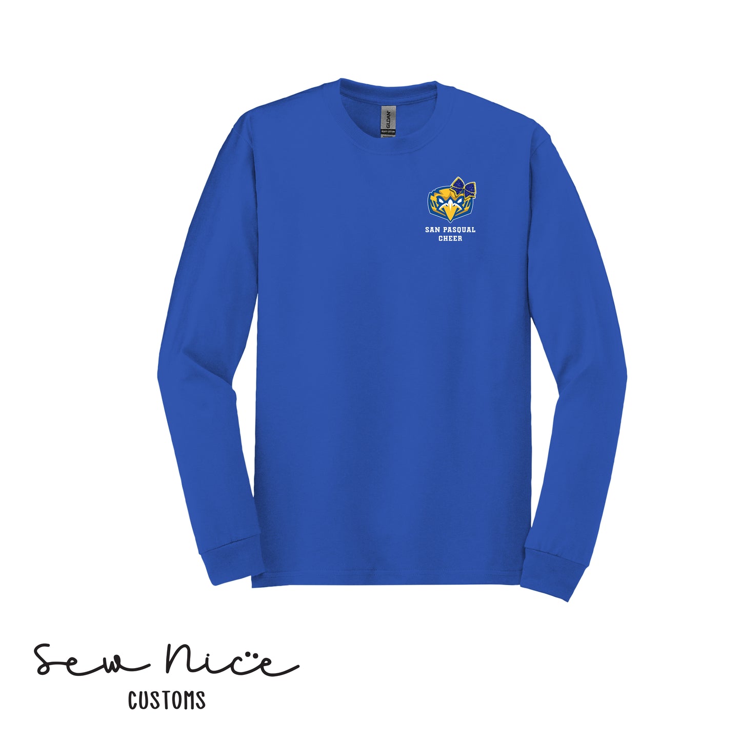San Pasqual CHEER Glitter Bow- Unisex Adult/Youth Long Sleeve Shirt