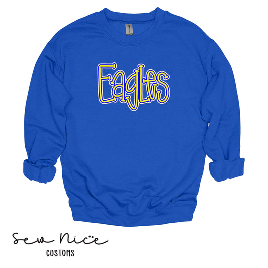 Embroidered "EAGLES" Puff Design - Unisex Adult/Youth Crewneck