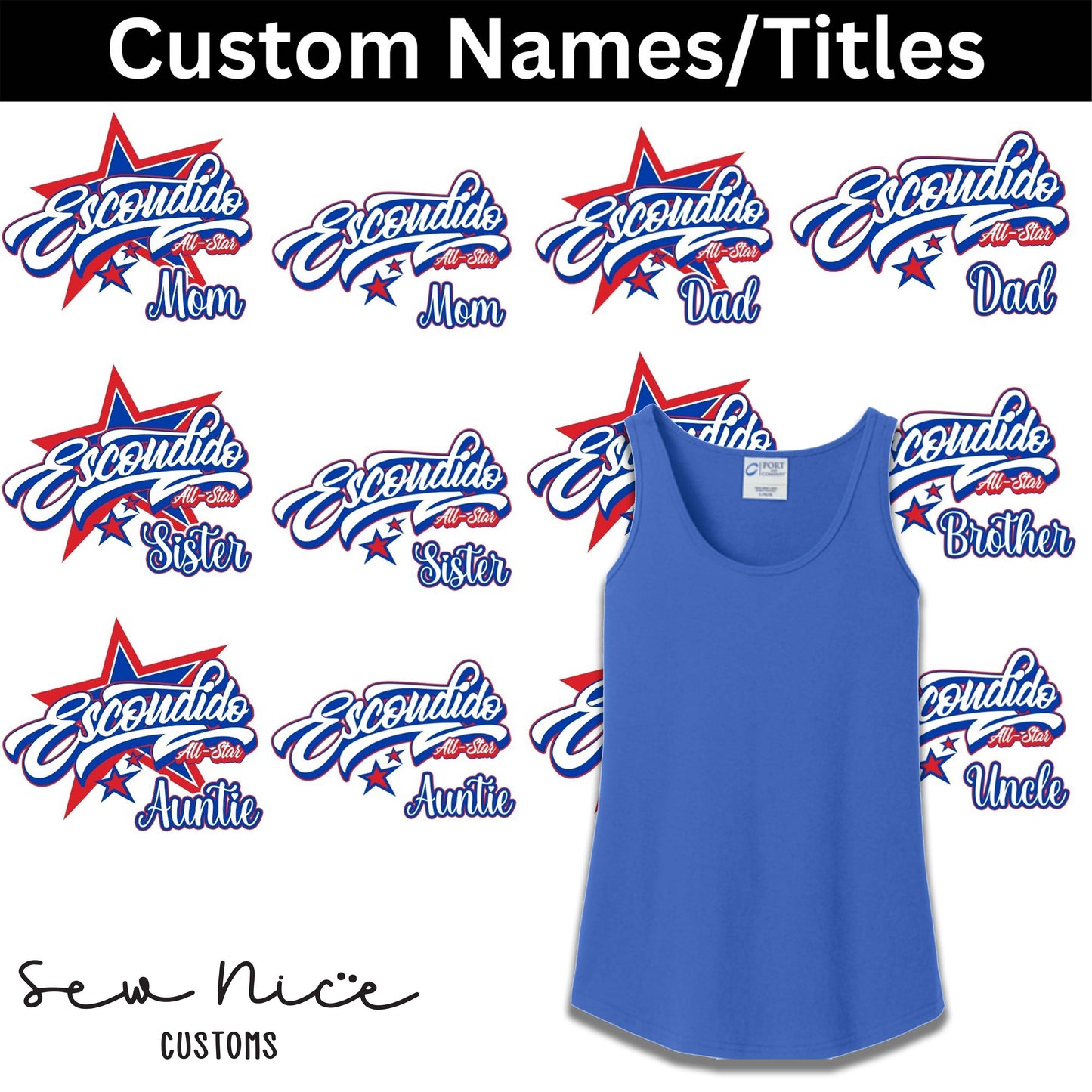 CUSTOM Name/Title Escondido Logo- Ladies Tank Top