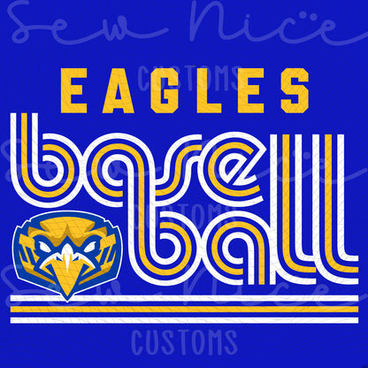 Retro Eagles Baseball- Ladies V-Neck Shirt