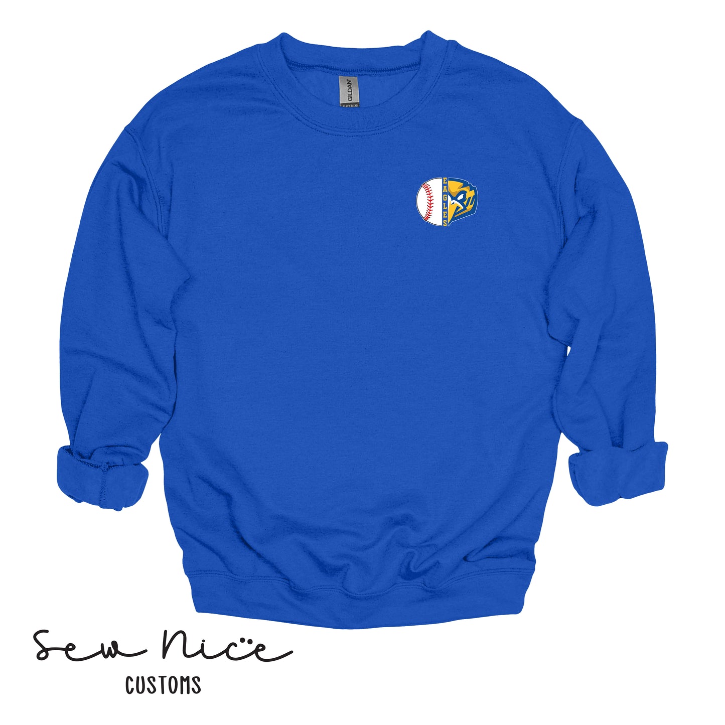 Split Baseball & Eagle Face- Unisex Adult/Youth Crewneck Sweatshirt