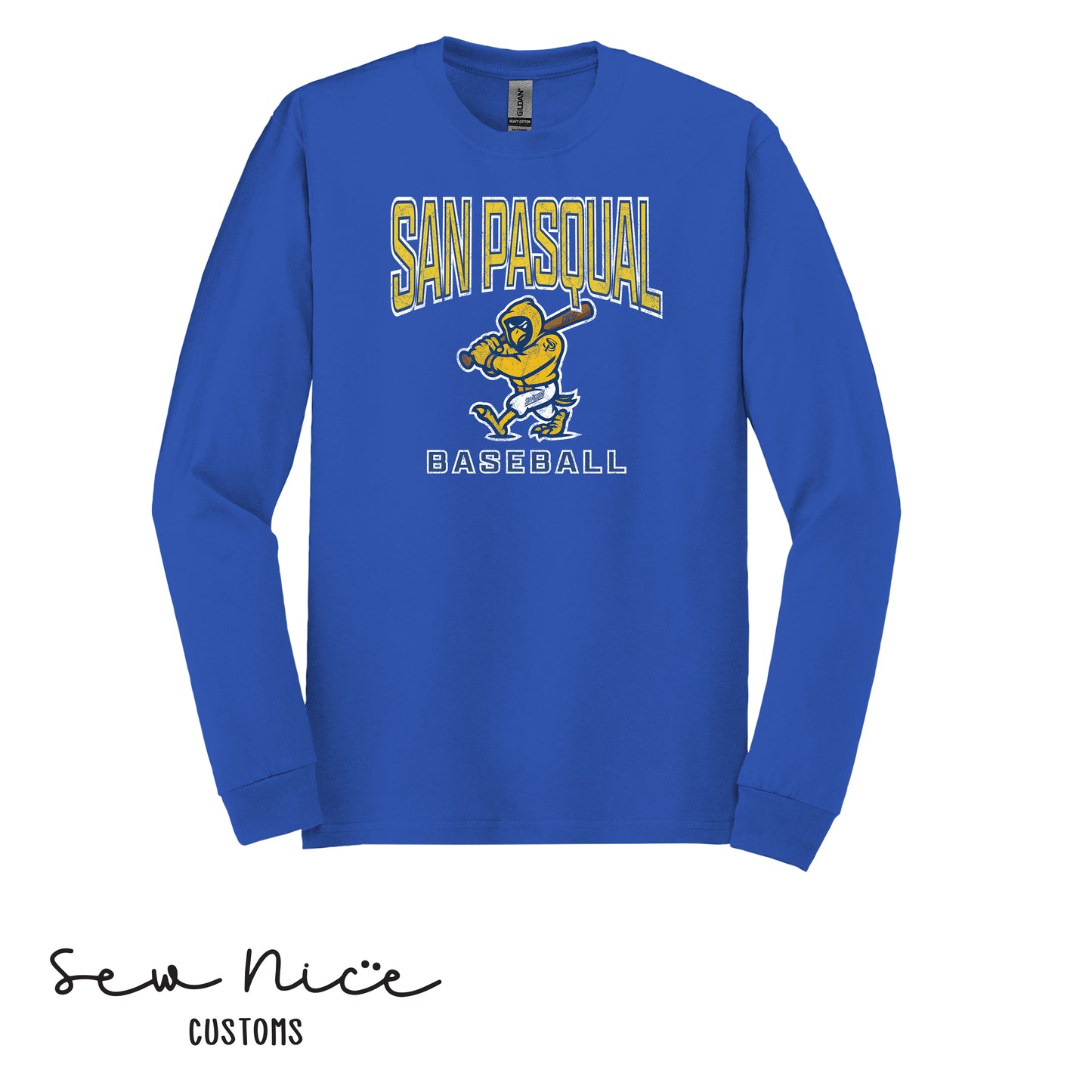 San Pasqual Baseball Mascot- Unisex Adult/Youth Long Sleeve Shirt