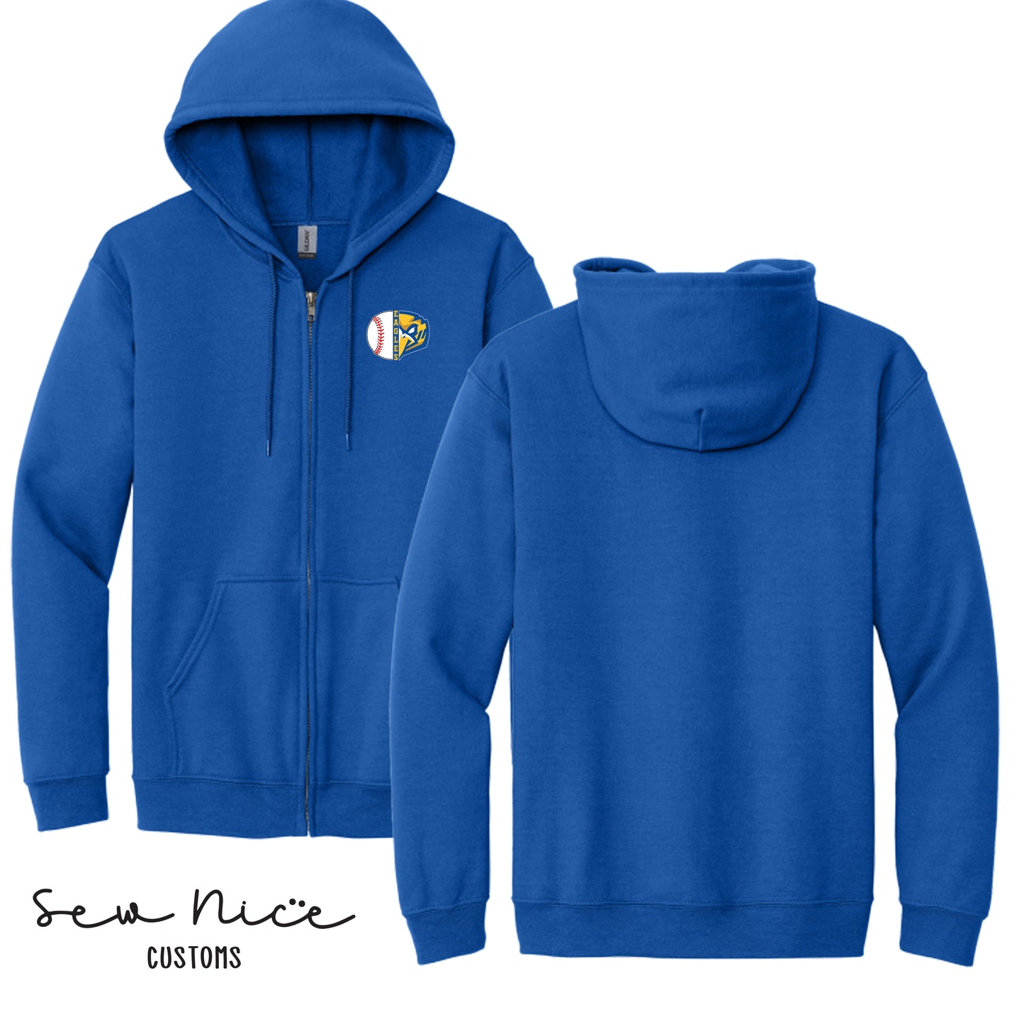 Split Baseball & Eagles Face- Unisex Adult/Youth Full Zip Hoodie