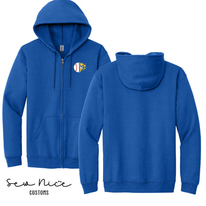Split Baseball & Eagles Face- Unisex Adult/Youth Full Zip Hoodie