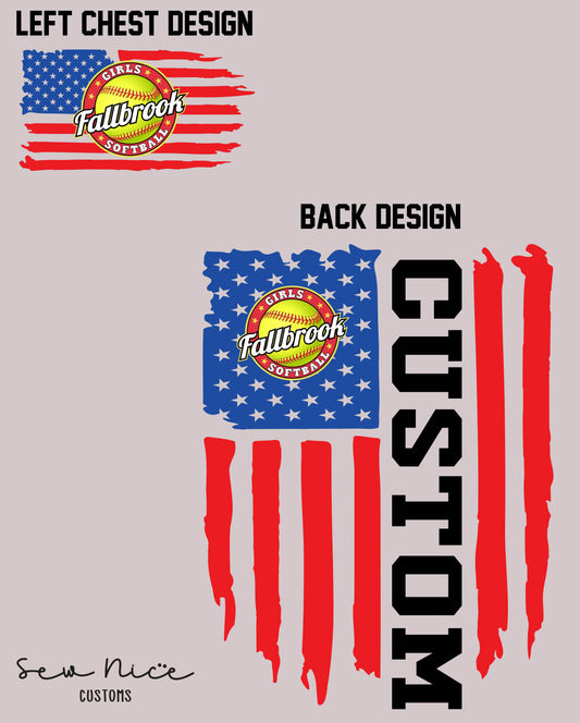American Flag Softball (CUSTOM) Design- Unisex Crewneck Sweatshirt