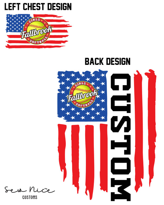 American Flag Softball (CUSTOM) Design- Unisex Hoodie