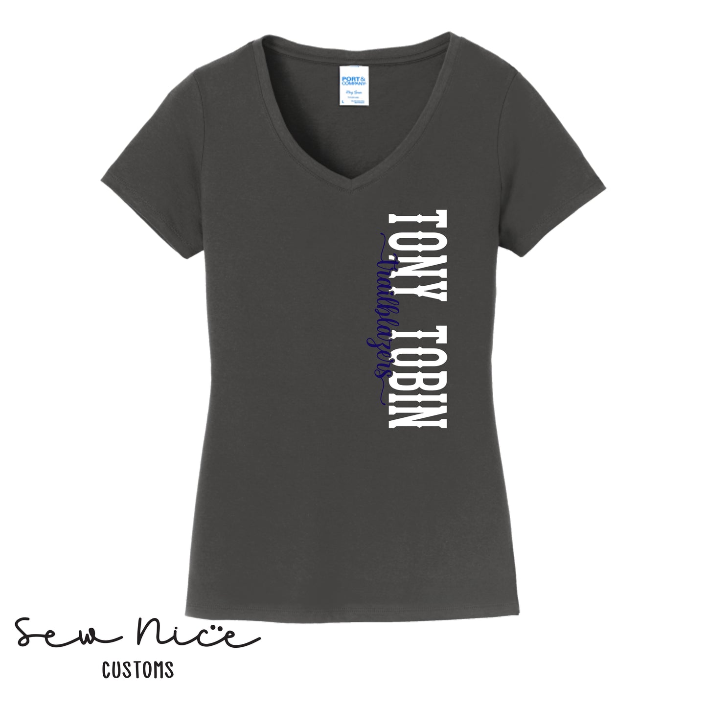 Tony Tobin Side Design- Ladies V-Neck Shirt