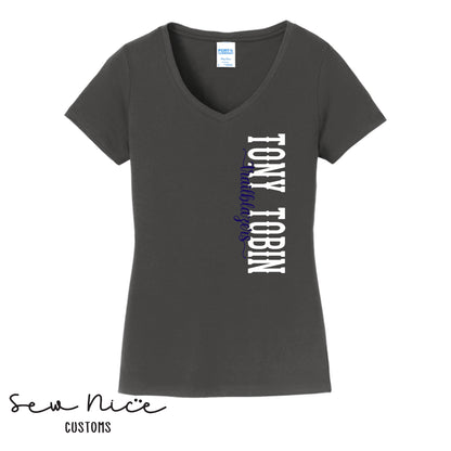 Tony Tobin Side Design- Ladies V-Neck Shirt