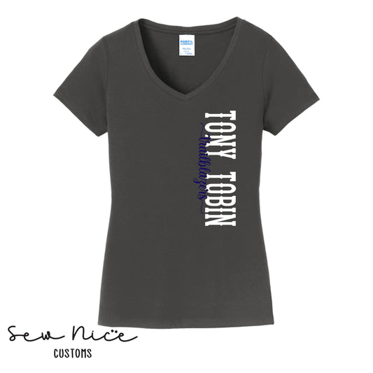 Tony Tobin Side Design- Ladies V-Neck Shirt
