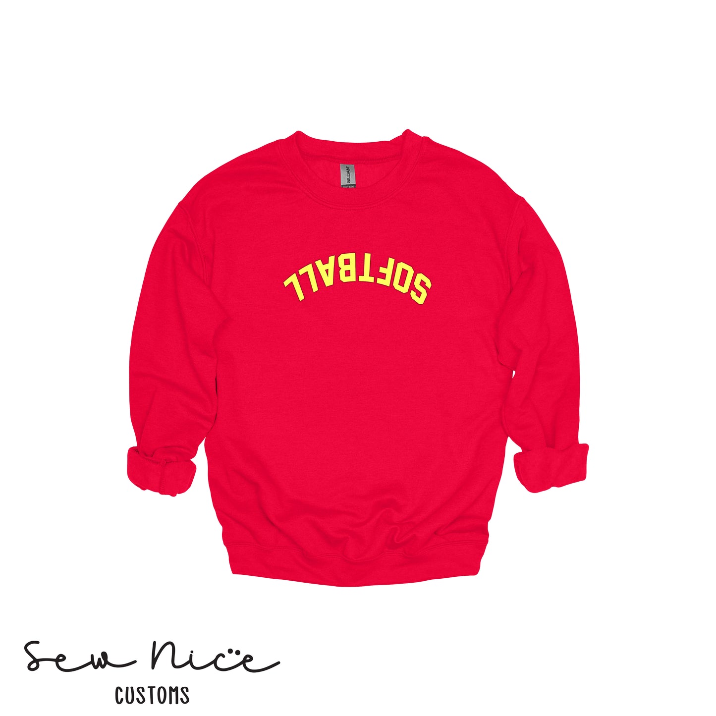 Embroidered Upside Down "SOFTBALL" - Adult/Youth Crewneck Sweatshirt- FGSL