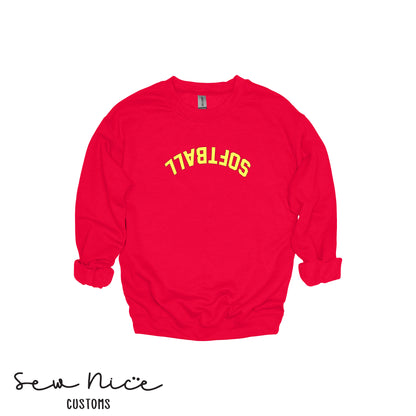 Embroidered Upside Down "SOFTBALL" - Adult/Youth Crewneck Sweatshirt- FGSL