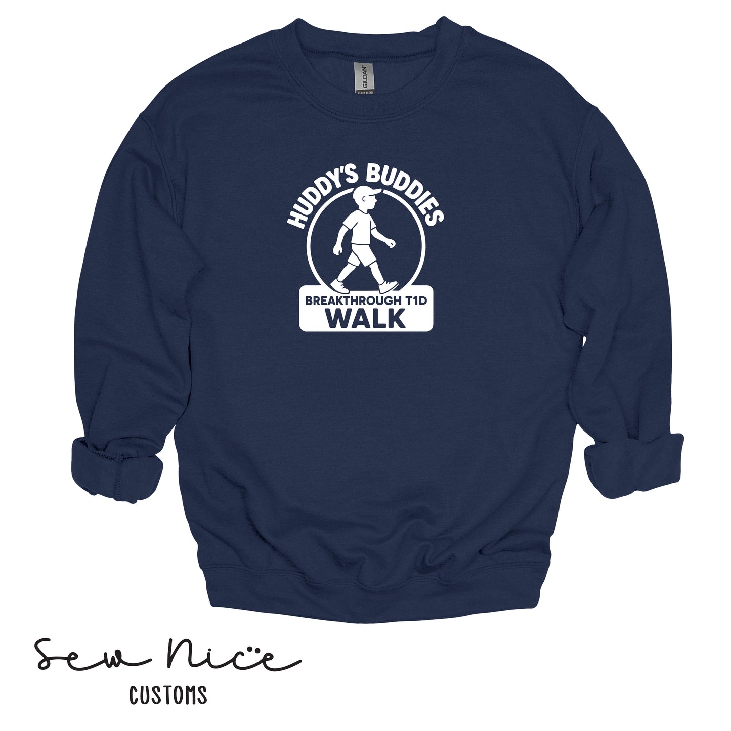 Huddy's Buddies Walk Team- Unisex Adult/Youth Crewneck Sweatshirt