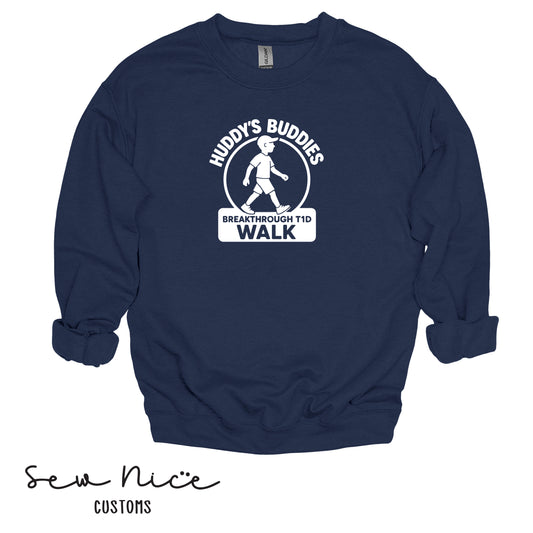 Huddy's Buddies Walk Team- Unisex Adult/Youth Crewneck Sweatshirt