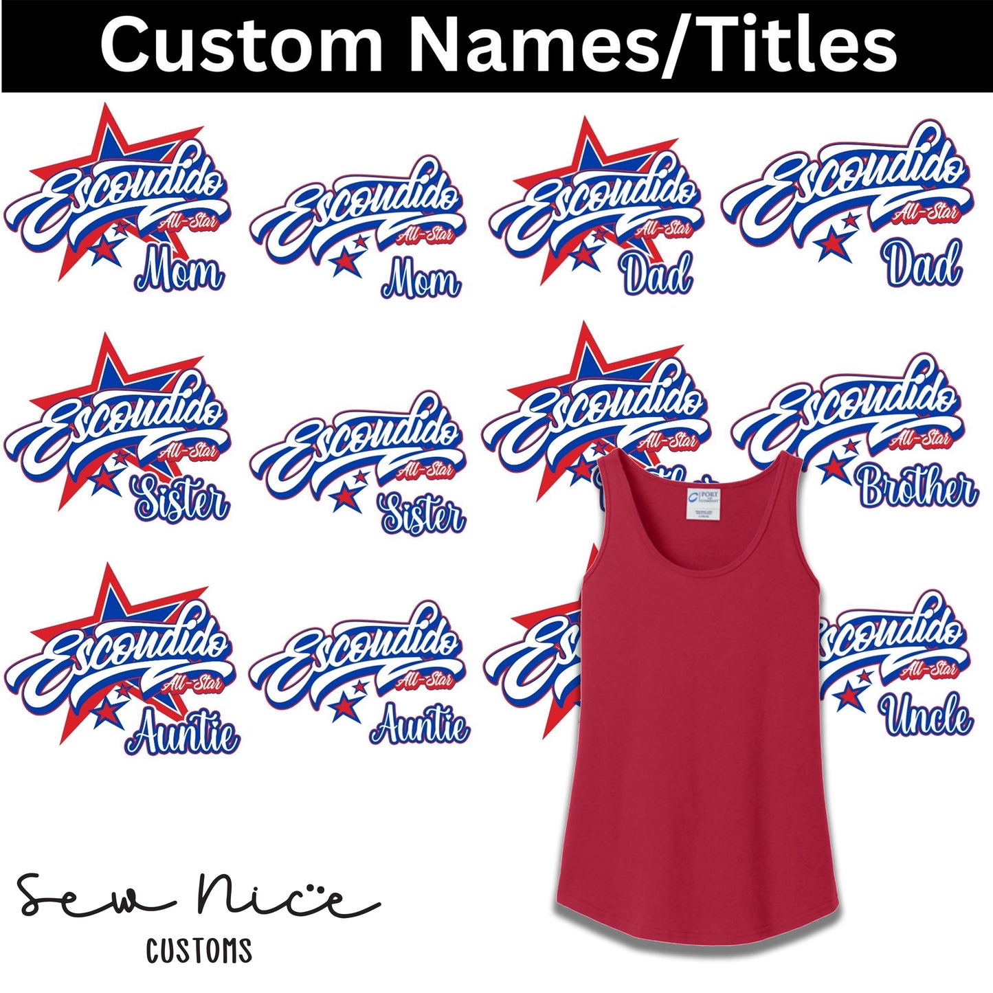 CUSTOM Name/Title Escondido Logo- Ladies Tank Top