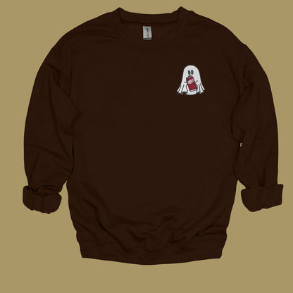 Embroidered Ghost with Drink - Unisex Crewneck Sweatshirt