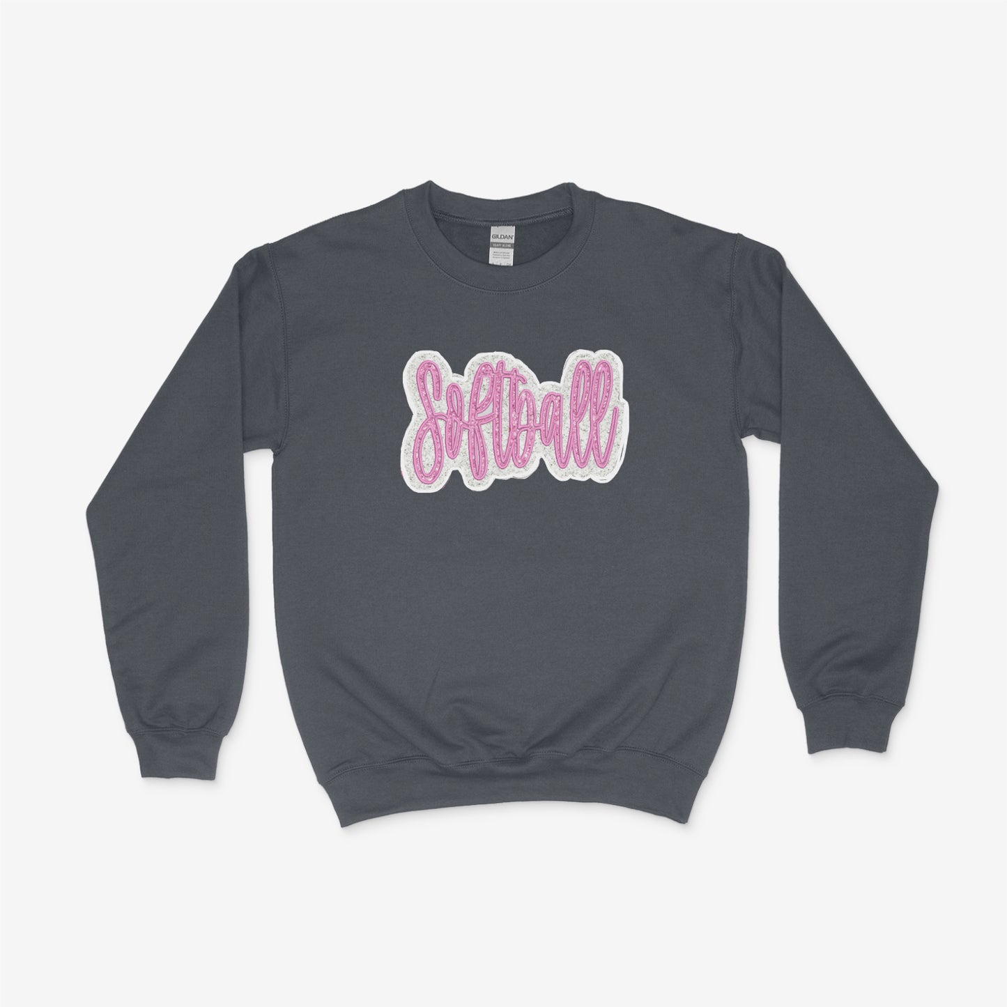 Boujee Softball Glitter Applique -Unisex Adult/Youth Crewneck Sweatshirt