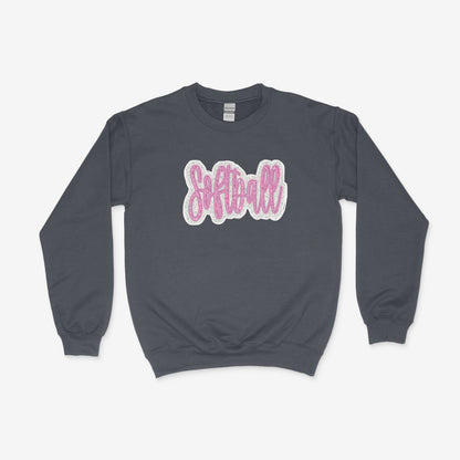 Boujee Softball Glitter Applique -Unisex Adult/Youth Crewneck Sweatshirt
