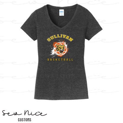 Splatter Sullivan Basketball-Ladies V-Neck Shirt