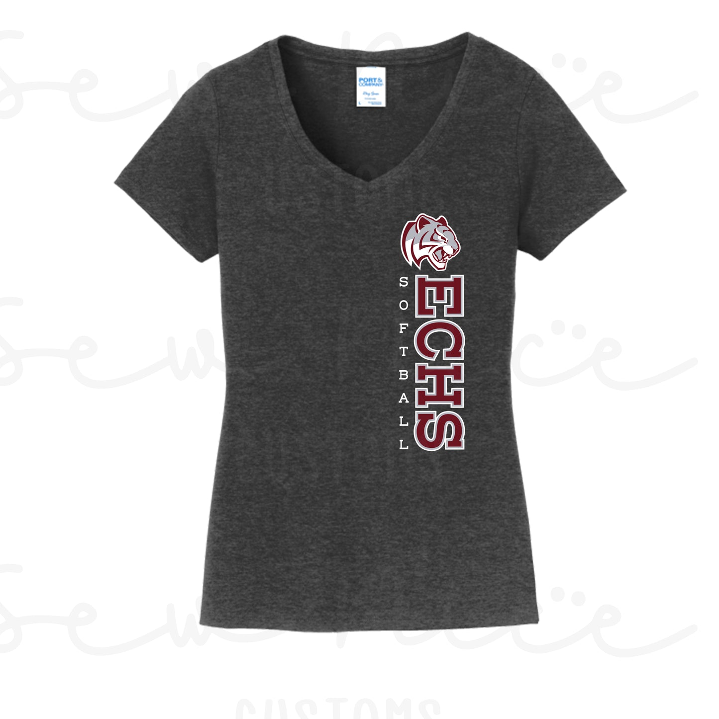 ECHS Softball- Ladies V-Neck Shirt