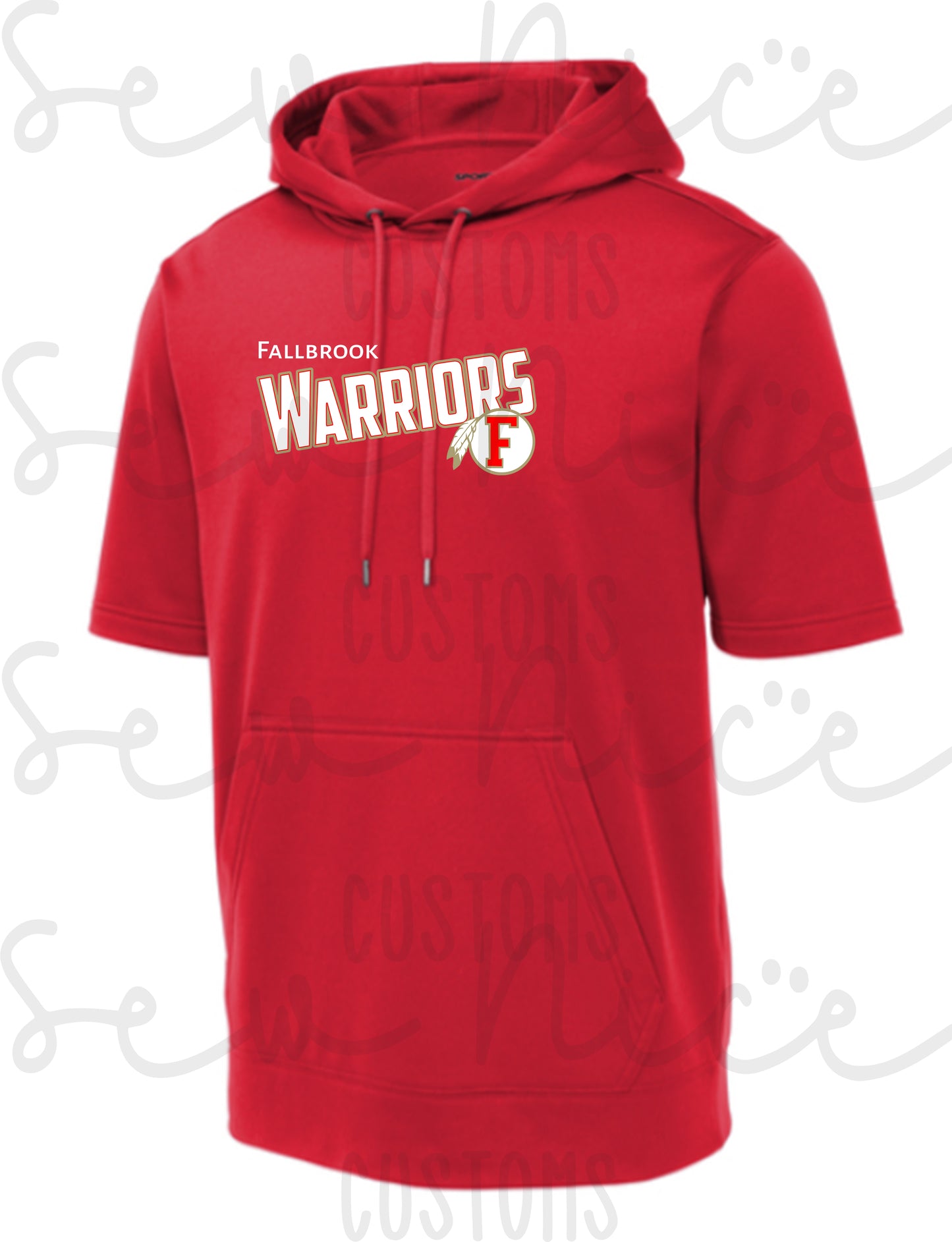 Fallbrook Warriors Gold Logo- Short Sleeve Fleece Hoodie