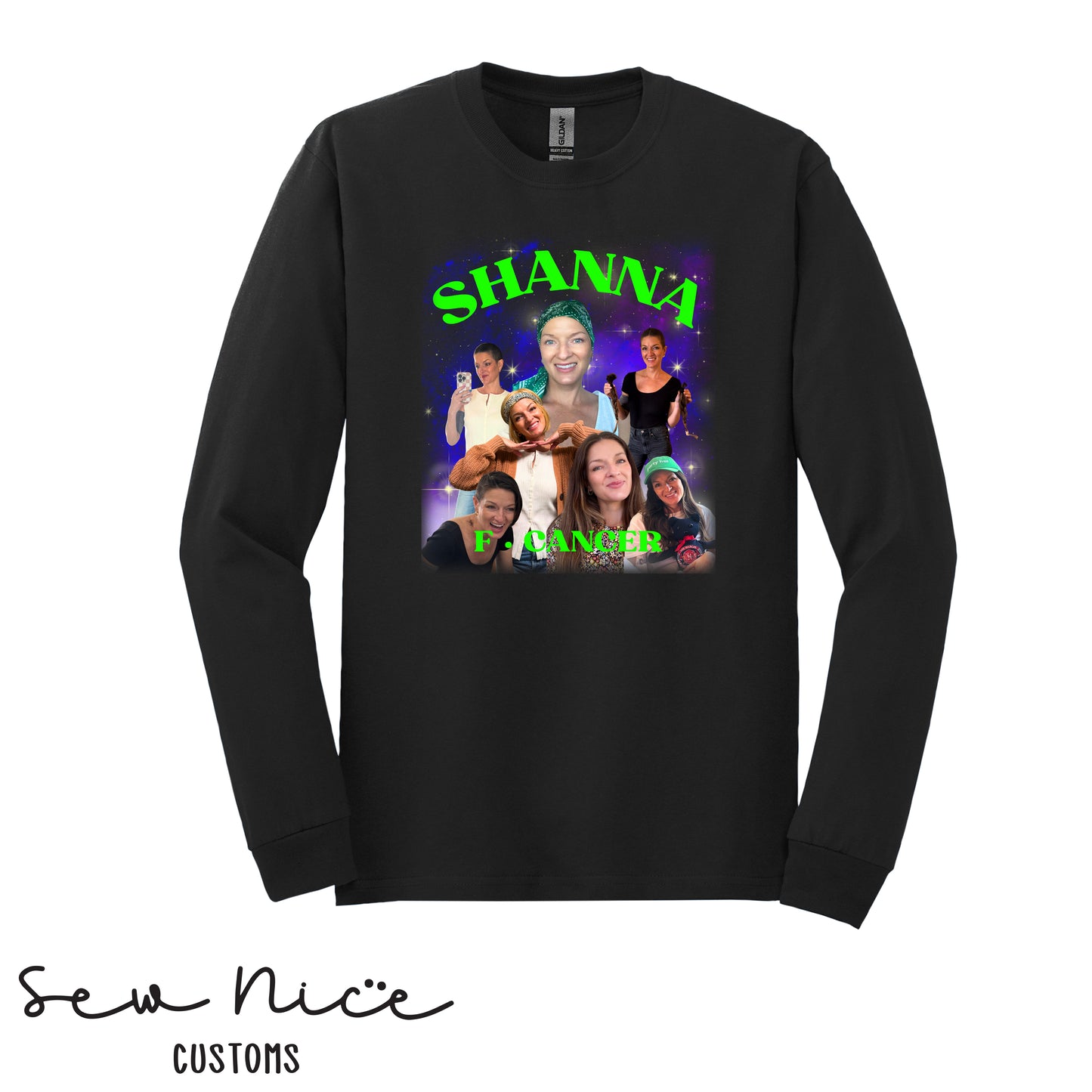 Shanna F-Cancer Collage Unisex Adult/Youth Long Sleeve Shirt