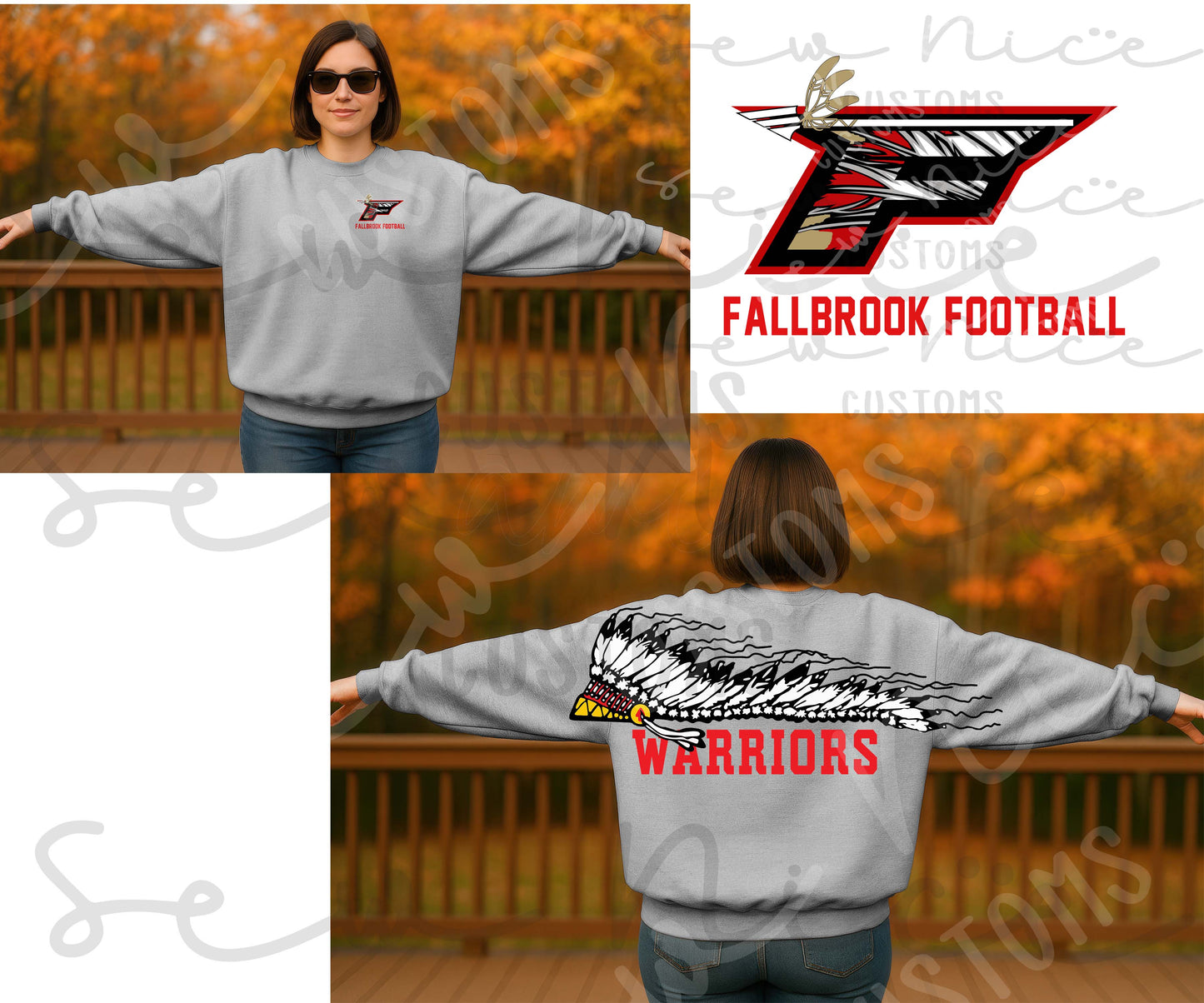 FHS Football Shoulder Design - Adult/Youth Unisex Crewneck Sweatshirt