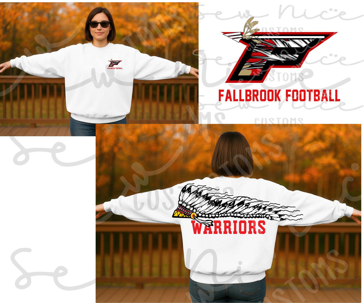 FHS Football Shoulder Design - Adult/Youth Unisex Crewneck Sweatshirt