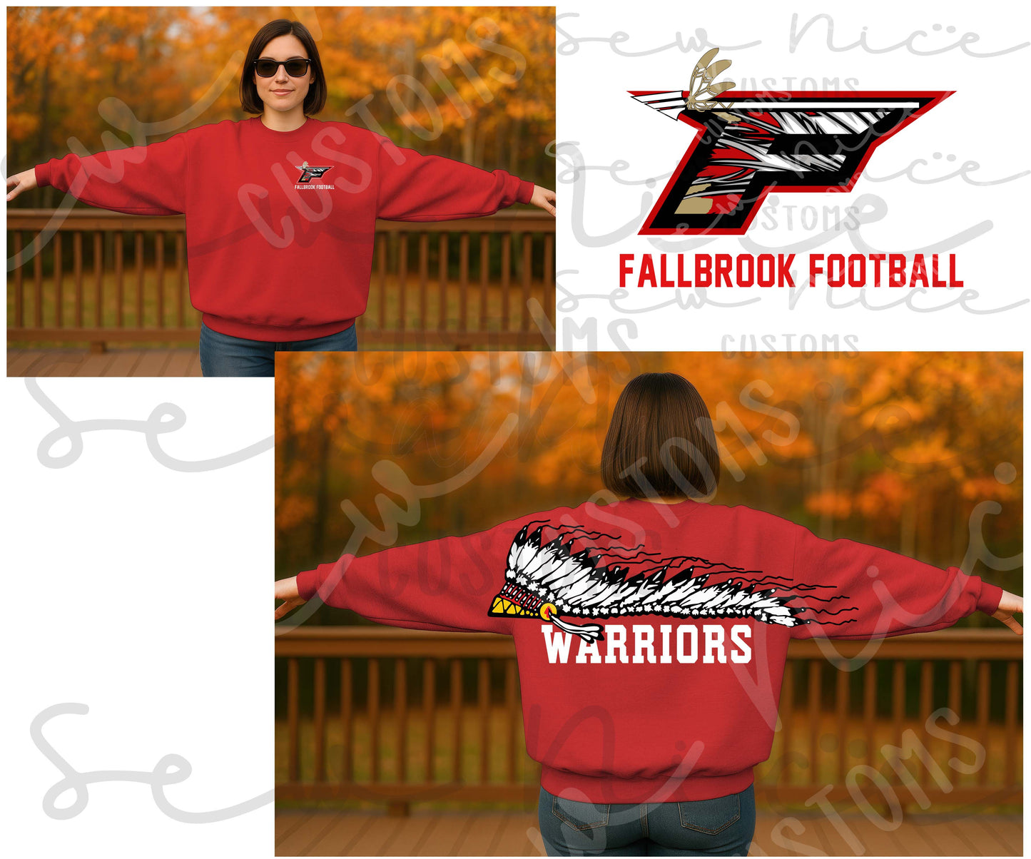 FHS Football Shoulder Design - Adult/Youth Unisex Crewneck Sweatshirt