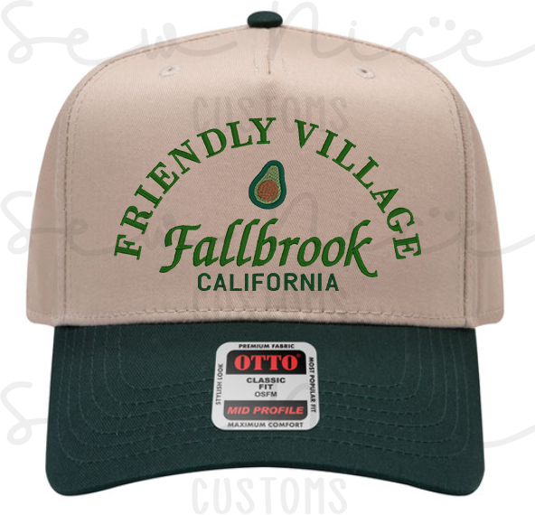 Embroidered "Friendly Village Fallbrook" Hat