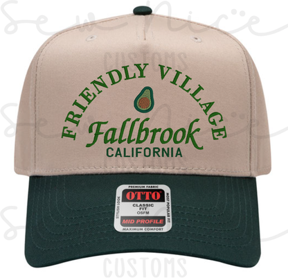 Embroidered "Friendly Village Fallbrook" Hat