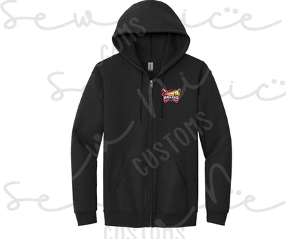 2026 Ballers (Bats) Softball - Unisex Full Zip Hoodie
