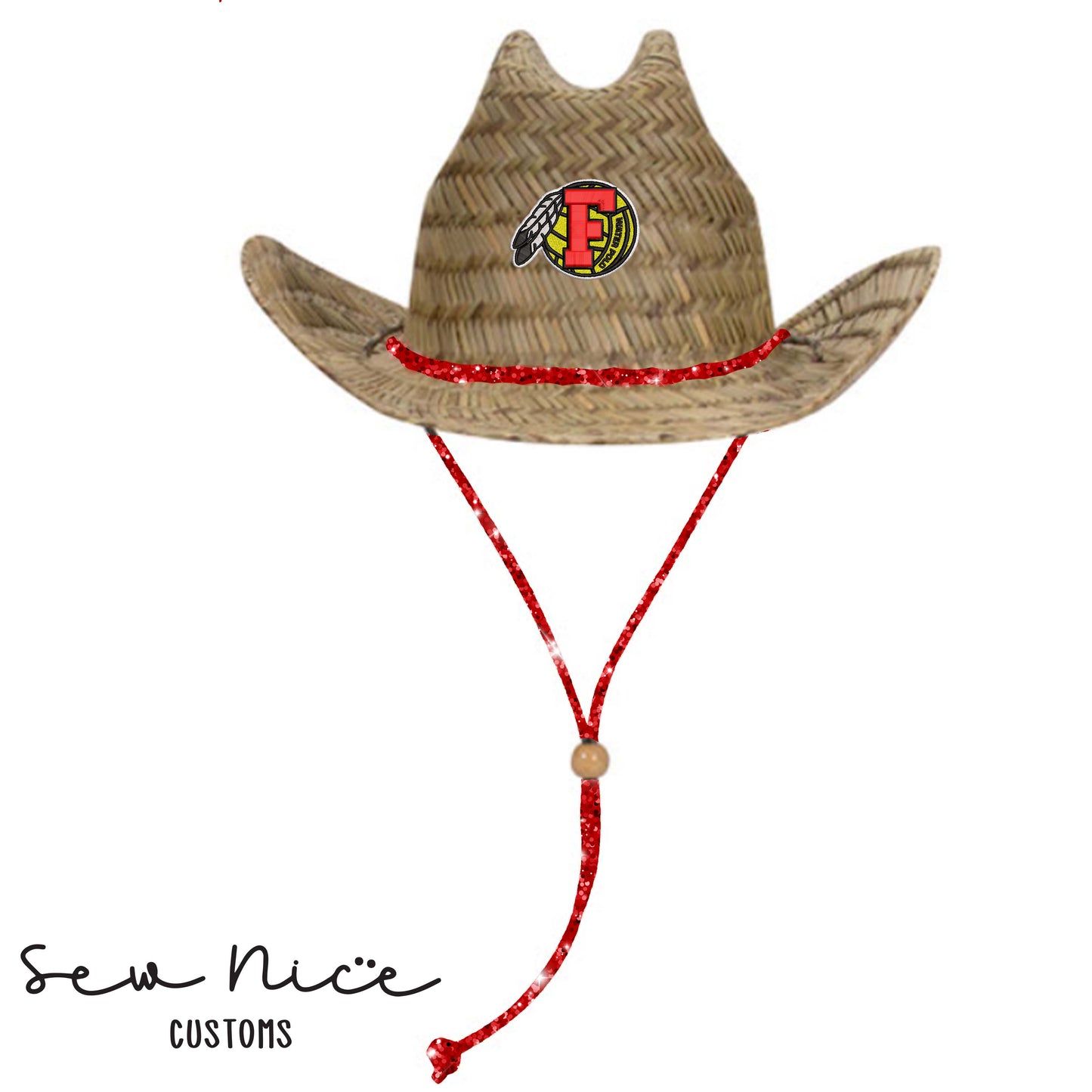 FHS Water Polo- GLITTER CORDS Cowboy Straw Hat